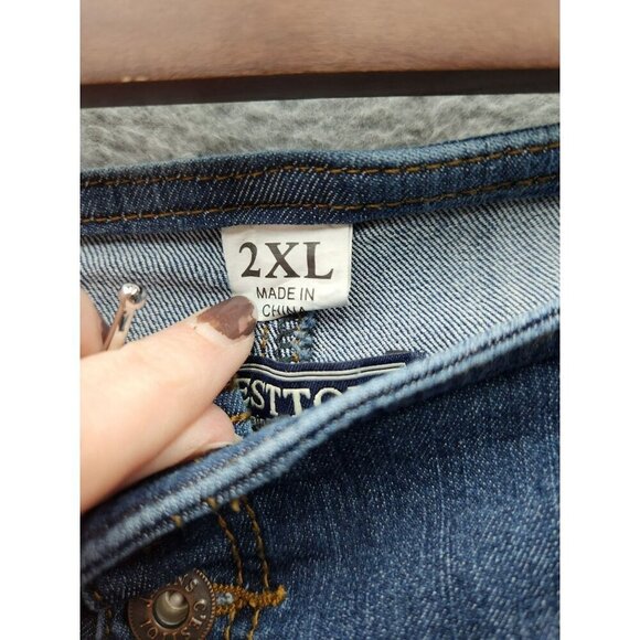 CEsttoi Womens 2XL Blue Denim High-Waisted Skinny Jeans With Button Fly & Faded - Picture 4 of 7